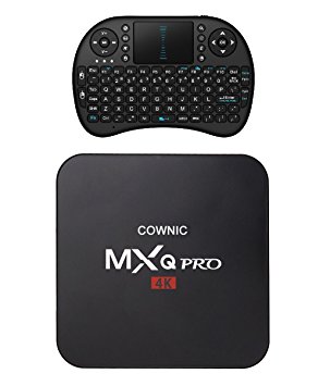 COWNIC MXQ PRO 4K Amlogic S905 Quad Core ARM Cortex A53 CPU @2.0 GHz Android TV Box XBMC Kodi Full Loaded Media Player Android 5.1 Kitkat Mini PC TV Stick 4K 1G 8G WiFi Box (With Wireless Keyboard)