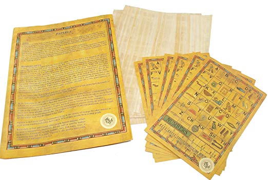 CraftsOfEgypt Set 10 Egyptian Papyrus Paper 6x8 Inch (15x20 cm) - Ancient Alphabets Papyrus Sheets-Papyri for Art Project, Scrapbooking, and School History - Ideal Teaching Aid Scroll Paper