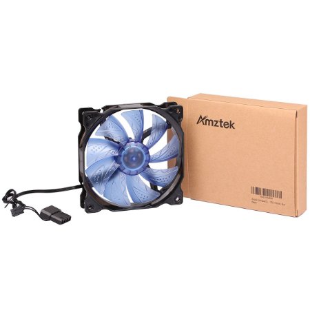 Amztek Ultra Quiet Desktop Case, HDD Cooling Fan, 120 x 120 mm, Blue
