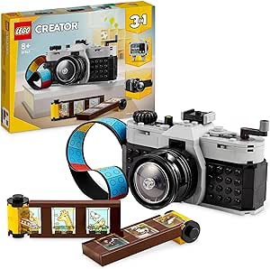 LEGO Creator 3in1 Retro Kamera Spielzeug, Videokamera, TV-Set, Schreibtischdeko für Kinder oder Zubehör für Schlafzimmer, Fotografie-Geschenke für Mädchen und Jungen ab 8 Jahren 31147