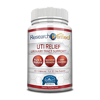 Research Verified UTI Relief - #1 Urinary Tract Infection Support Supplement - 100% Natural - W/ Lingonberry, Cranberry, D-Mannose - 100% Money Back - 1 Bottle (1 Month Supply)