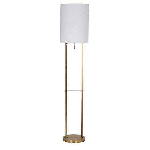 Rivet Modern Metal Floor Lamp with Bulb, 59"H, Antique Brass
