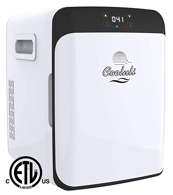 Cooluli Classic Electric Mini Fridge Cooler and Warmer AC/DC Portable Thermoelectric System (White, 15 Liter with Display)