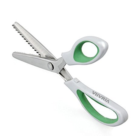 Mercurymall® Professional Dressmaking Pinking Shears Crafts Zig Zag Cut Scissors(Green)