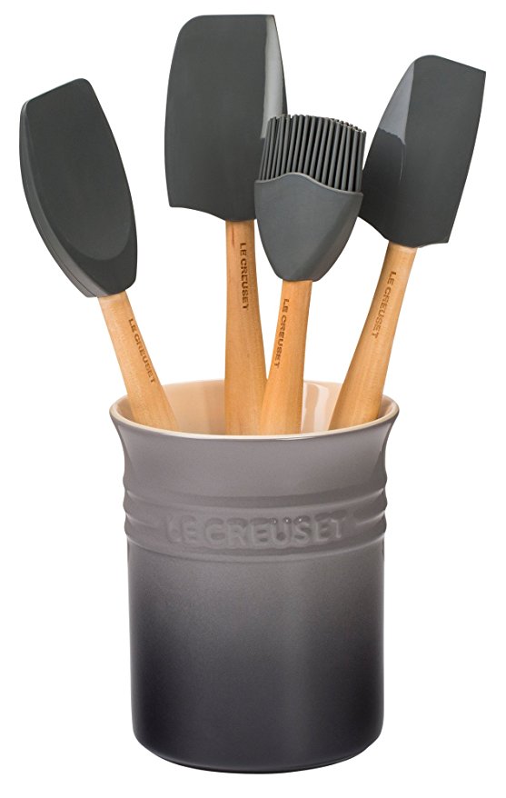 Le Creuset of America Craft Series 5Piece Utensil Set with Crock -Oyster