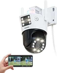 ZOSI C298 4K 8MP Dual-Lens(2x4MP) Wired WiFi PTZ Security Camera Outdoor with Ultra-Wide Angle, 2.4GHz Plug-in 360 Camera, 8X Hybrid Zoom, Person/Vehicle Detect, Spotlight Siren, Color Night Vision