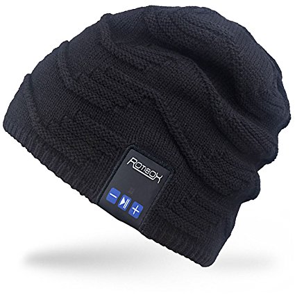 Bluetooth Beanie Hat,Mydeal Winter Warm Soft Knit Cap with Wireless Headphone Headset Earphone Stereo Speaker Microphone Hands Free for Outdoor Sport,Compatible with Iphone Android Cell Phones - Black
