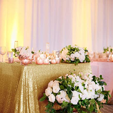 Gold-50inx72in Rectangular Sequin Tablecloth Popular Bridal Dress Table Cloth,Fashion Tablecloth Overlay
