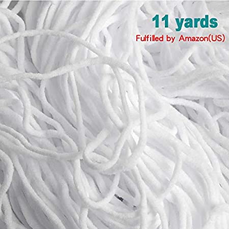 Elastic Strap White Earloop Cord Stretchy Ear Tie Rope Handmade String for Sewing,1/8-Inch (3mm) (11 Yard)