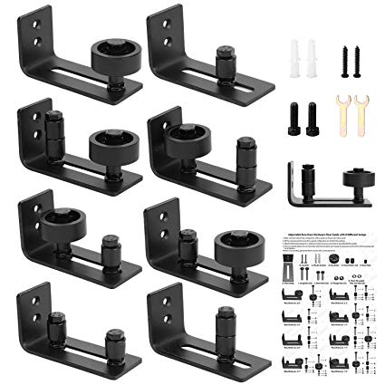 SMARTSTANDARD Adjustable Floor Guide for All Sliding Barn Door - 8 Setup Options for DIYers - Flush Design Bottom Flat Barn Door Floor Guide Stay Roller (Black)