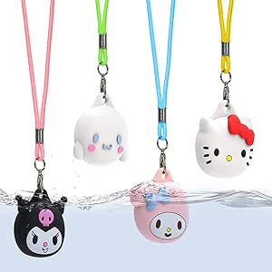 4Pack AirTag Kids Necklace, Cute Kid Air Tag Necklace Adjustable Hidden Air Tag Holder for Apple Air Tag, Cartoon Soft Silicone Anti-Lost Waterproof Air Tag Case for Kids with Key Ring