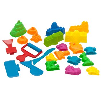 Sand Molds Kit 23 pcs - Compatible with Kinetic Sand Sands Alive Brookstone Sand Waba Sand Moon Sand and All Other Molding Play Sand Brands - Sand not included