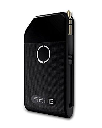 [CSR APT-X]REIIE Bluetooth Receiver, and Transmitter 2-in-1,LEDs display power level,Car Kit,With 3.5mm Stereo Output for Speakers, Headphone, TV, PC, iPod, MP3 / MP4, Car Stereo and More(Black)