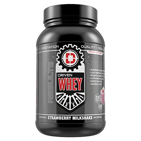 DRIVEN WHEY- Grass Fed Whey Protein: The superior tasting whey protein powder- recover faster, boost metabolism, promotes a healthier lifestyle (Strawberry Milkshake, 2 lb)