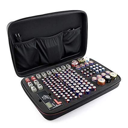 Hipiwe 147 Slots EVA Battery Organiser Carrying Case Bag - Hard Shell Battery Box Holder for Storage AA AAA C D 9V Batteries