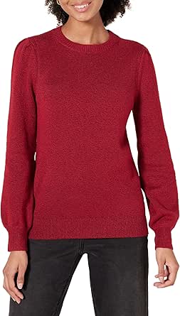 Amazon Essentials Women's Soft Touch Pleated Shoulder Crewneck Sweater