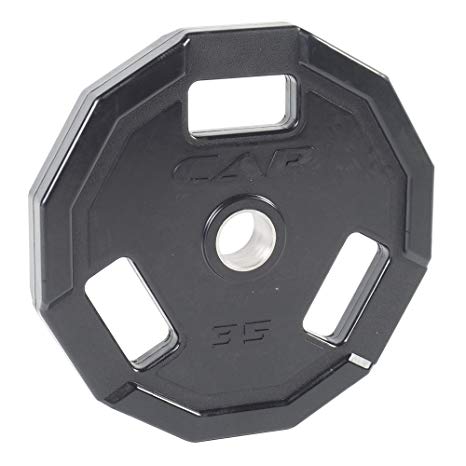 CAP Barbell Olympic 2-Inch 3-Grip Rubber Plate, Single