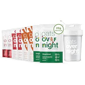 Oats Overnight - Holiday Variety Pack 20g Protein, High Fiber Breakfast Shake - Gluten Free, Non GMO Oatmeal Snickerdoodle, Gingerbread, & More (8 Pack   BlenderBottle)