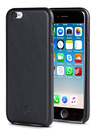 iPhone 6 & 6S Bumper Case, Vaultskin Soho Leather Wallet Case - Premium Italian Leather, Ultra Slim Design (Black)