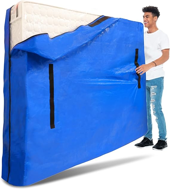 Mattress Bag for Moving & Storage of Queen Size, Heavy Duty Mattress Cover for Moving with 12 Handles and Dual Zippers Closure, Thick Reusable Mattress Protector for Moving Supplies & Moving Bags