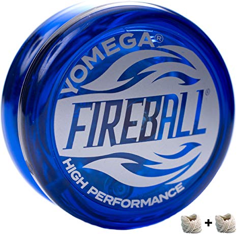 Yomega Fireball - Professional Responsive Transaxle Yoyo, Great for Kids and Beginners to Perform Like Pros   Extra 2 Strings & 3 Month Warranty (Blue)