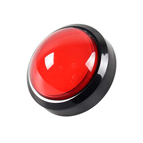 EG STARTS Arcade Buttons 100mm Big Dome Convex Type LED Lit Illuminated Push Button for Arcade Machine Video Games Parts & Red DC 12V