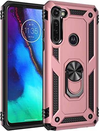 DAMONDY Moto G Stylus Case | 360 Ring Holder | Kickstand Fit Car Magnetic | Military Grade | Shockproof Protective | Defender Hybrid Hard | Phone Case Rose