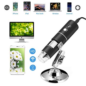 Skybasic WiFi Digital Microscope, 50X-1000X Handheld Digital Zoom Microscope Endoscope Magnifier HD 2MP 8 LED for Android and iOS Smartphone, iPhone, Samsung, iPad, Tablet, Windows Mac PC