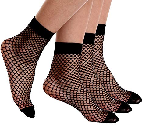 Florboom Womens Ankle High Tights Mini Diamond Net Socks 3 Pack