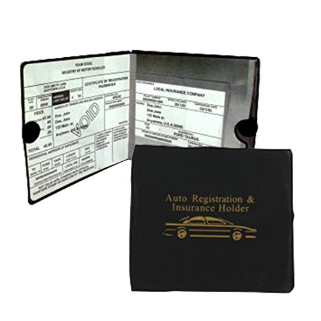 Set of 4 Auto Car Registration Insurance Holder Wallet - Document Id Black Case for Car Truck Boat