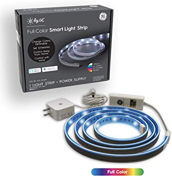 C by GE 80-inch LED Light Strips - Full Color Changing Lights Strip, Bluetooth Enabled, Google Assistant Without, Works with Alexa and HomeKit with Hub, Power Supply Included