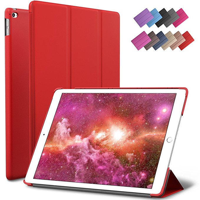 iPad Mini 4 Case, ROARTZ Red Slim Fit Smart Rubber Coated Folio Case Hard Cover Light-Weight Auto Wake/Sleep For Apple iPad Mini 4th Generation Model A1538/A1550 Retina Display