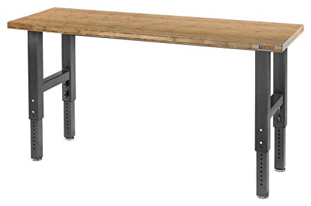 6' Adjustable Height Bamboo Workbench with Hammered Granite Finish