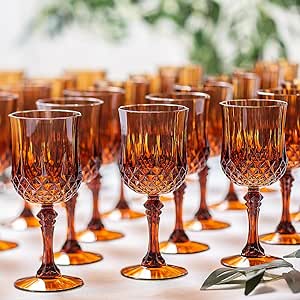 Fun Express Bulk 48 Count Amber Patterned Wine Glasses