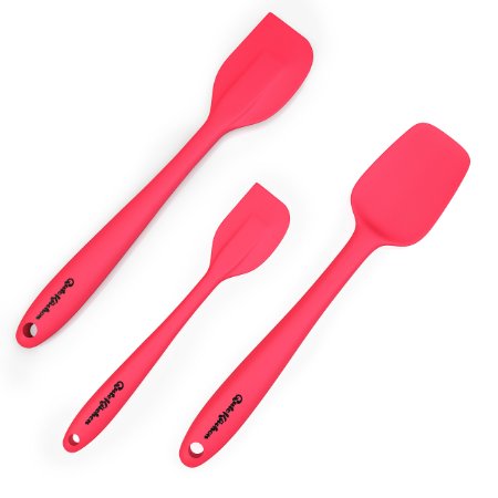 GuteKuumlchen Flexible Silicone Spatulas Set  3 Pieces Professional Non-Stick Heat Resistant Baking Spoon 2 Large and 1 Small  Essential Cooking Gadget and Bakeware Tool