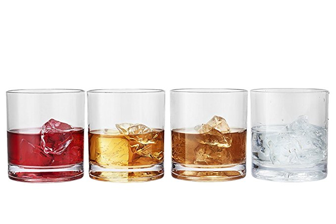 Modern Innovations 12 Ounce San Double Old Fashioned Whiskey Tumbler Set of 4- Restaurant Quality BPA-Free, Break Resistant, Dishwasher Safe Acrylic Drinking Glasses and Whiskey Glass Set