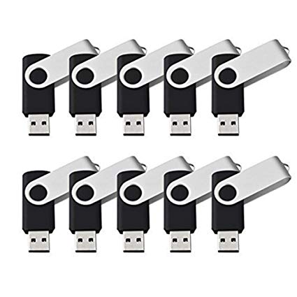 KEXIN 50pcs 1GB Bulk USB 2.0 Flash Drive Bulk Pack Memory Stick USB Drive Swivel Design Black