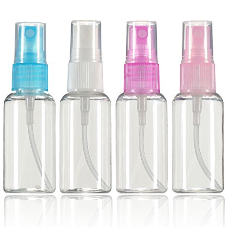 Danslesbls 30ml Portable Refillable Plastic Fine Mist Perfume Make up Clear Empty Spray Sprayer Bottle Cosmetic Atomizers PET Spray Bottles Pump (4Pcs)
