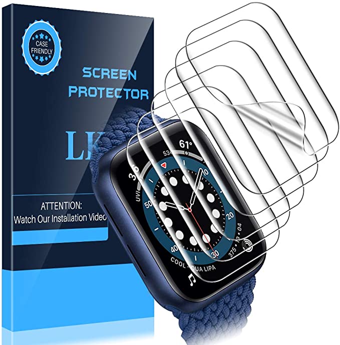 LK [6 Pack] Screen Protector for Apple Watch Series 6 / SE 44mm,[Model No. KR486] [Max Coverage] [Self-Healing] [Bubble Free] Compatible with iwatch 6 / SE 44mm, HD Clarity Flexible TPU Film