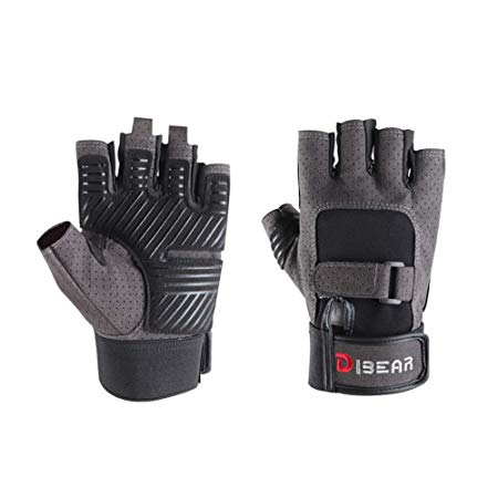 DIBEAR Workout Gloves for Women and Men, Breathable and Anti-Slip Half Finger Sports Gloves, Training Gloves with Wrist Support for Fitness Exercise Weight Lifting