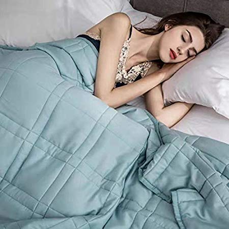 Pine and River Chilled Bamboo Weighted Blanket - Perfect for Warmer Climates - | Chilled Bamboo- (60"X80", 15 Lb) | Eco-Friendly and Sustainable Fabric | Enjoy Quality Sleep Anywhere (Cool Blue, 15)