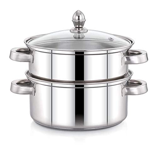 Pigeon-Elantra Steamer Pot 2 - Tier (18Cms), Stainless Steel, Standard