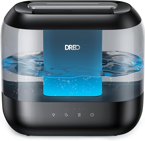 Dreo Humidifiers for Bedroom, 32H Runtime, Top Fill 4L Supersized Cool Mist Humidifier with Oil Diffuser and Nightlight, Quiet Ultrasonic Humidifiers for Home, Baby Nursery and Plants, Black