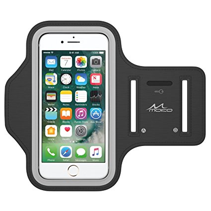 iPhone 7 / iPhone 6s / iPhone 6 Armband, MoKo Sweatproof Sports Running Armband Workout Arm Band Cover for iPhone 7, 6S, 6, 5S, 5, Galaxy S7, S5, Moto G, BLU 5.0, Black (Fits Arm Girth 10.8"-16.5")