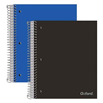 Oxford 3-Subject Poly Notebooks, 9" x 11", College Rule, Assorted Color Covers, 150 Sheets, 3 Poly Divider Pockets, 2 Pack (10386)