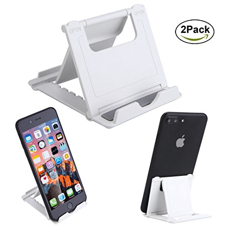 UHKZ Phone Stand, Tablet Stand, [2-Pack] Foldable Multi-angle Kickstand Holder for iPhone 8/8 Plus 7/7 plus,6/6 Plus,iPhone X,iPad, Galaxy S8/S8 Plus, Note 8, Tab, E-reader, Nexus and More (White)