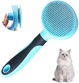 Cat Brush for Shedding, Slicker Pet Grooming Brush for Cat and Small Medium Dog, Self Cleaning Slicker Brush(Blue)