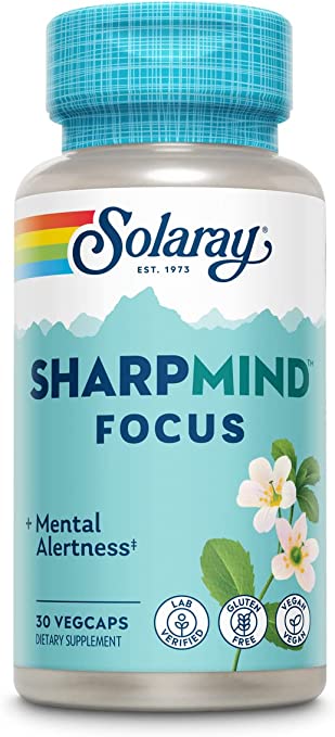 SOLARAY SharpMind Focus, Mental Alertness Nootropic Supplement, Memory Support, Each Capsule with Cognizin Citicoline, Vegan, 60 Day Money Guarantee, 30 Serv 30 Vegetarian Capsules Pills