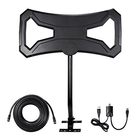 Masione HDTV Antenna Amplified Outdoor Using - with Detachable Amplifier Signal Booster UHF VHF High Gain and 30ft Excellent Performance Coaxial Cable - 120 Miles Range HD Attic Digital Antenna