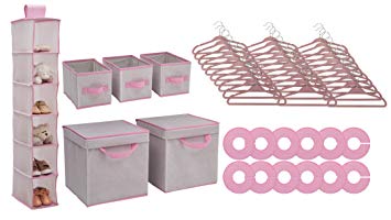 Delta Children Nursery Storage 48 Piece Set, Infinity Pink